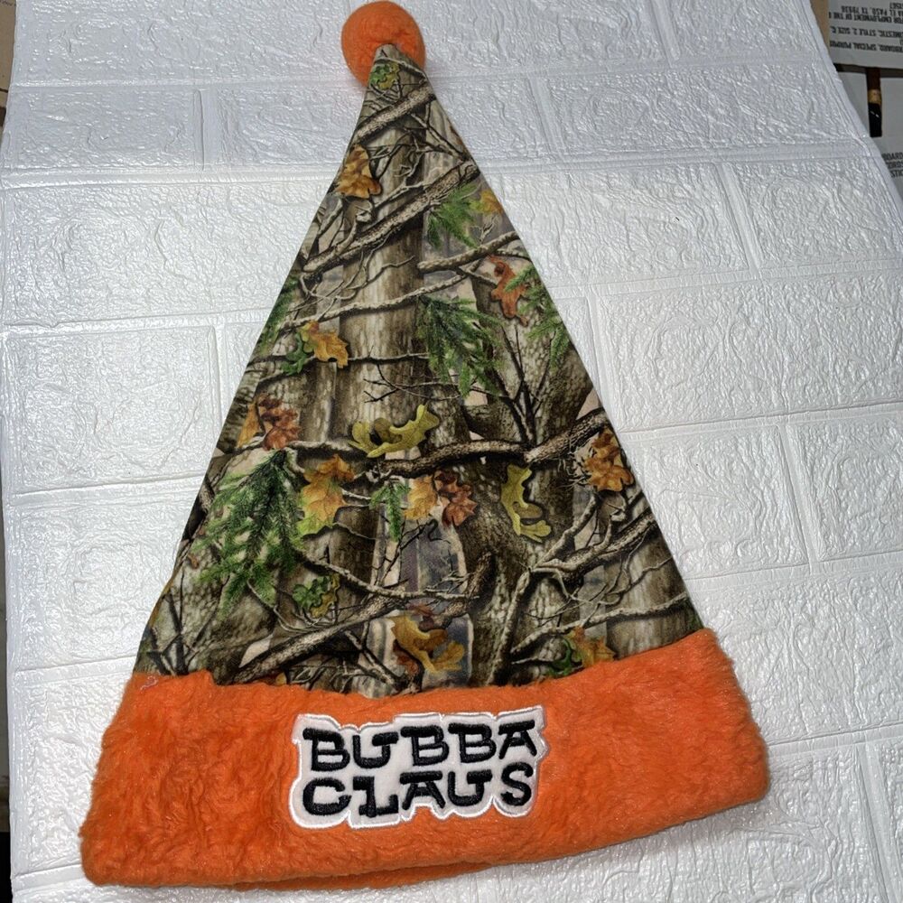 Mrs Bubba Claus Santa Hat Very Merry Christmas Orange Camo Forest Green
